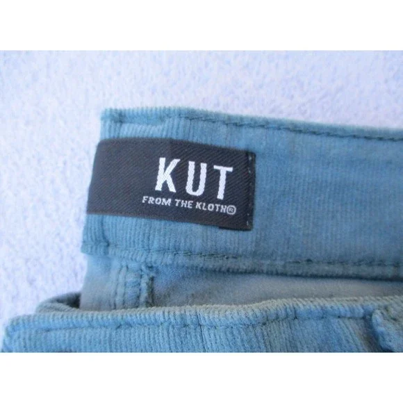 Kut From The Kloth Corduroy Pants Women's Size 12 Diana Skinny Teal Blue New - Picture 13 of 15